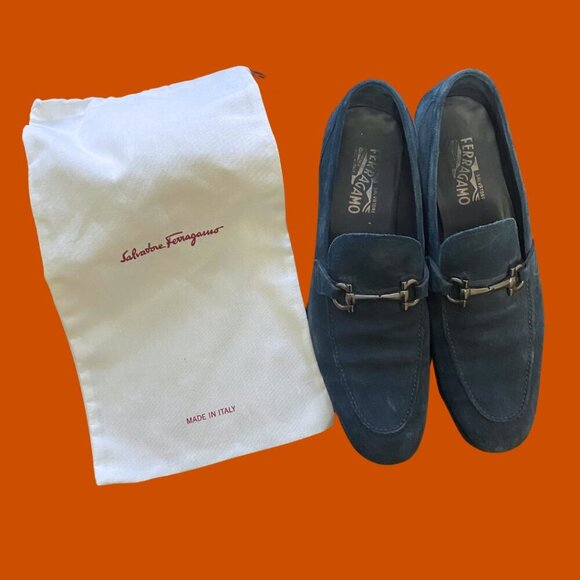 Salvatore Ferragamo Blue Suede Loafers Size 13.5 – Made in Italy - Picture 3 of 6